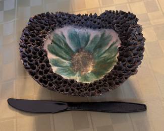 with porcelain hand painted center  