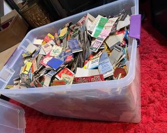 Large tote full of old empty matchbooks 