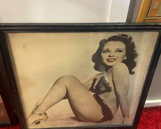 Vintage framed  pin up girl photos