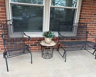 BOUNCY IRON PATIO CHAIR & SWING LOVESEAT