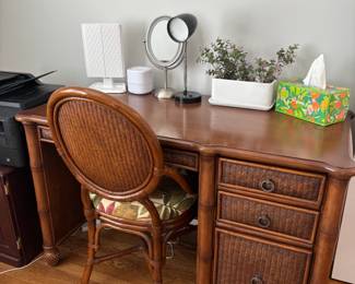BROWN DESK RATTAN STYLE