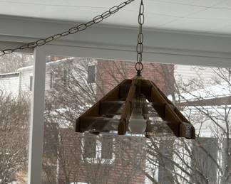Vintage Wood Hexagon Swag Lamp