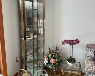 Modern Hollywood Regency Style Curio Cabinet Lighted