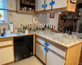 Vintage etched glass barware