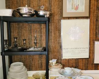 Framed museum prints and entertaining serving