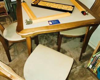 Folding Bridge Table set, shown with bake-lite Mah-Jong set