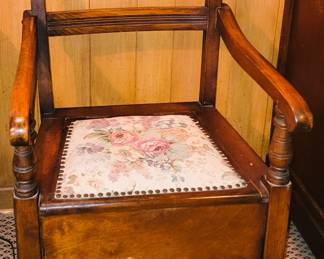 Side chair with embroidered seat
