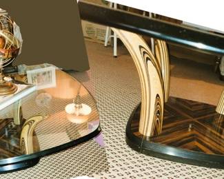 Unique coffee table with carved wood legs