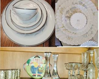 Haviland Limoges and Paris Night China patterns.  Crystal stemware and candlesticks