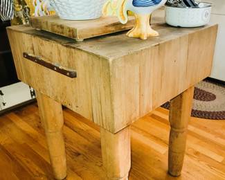 Solid wood butcher block island
