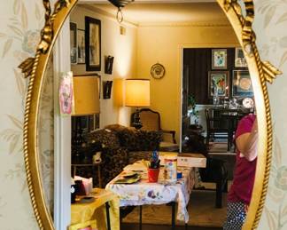 Stunning oval gold mirror