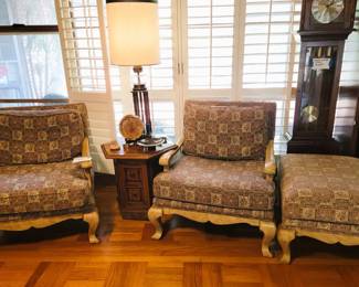 Retro chair set with ottoman