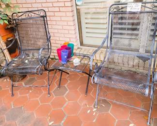 Iron Patio chair set with side table