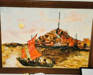 Original Framed Ship Art