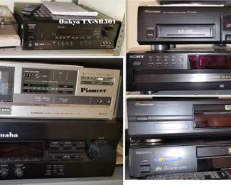 Stereo Electronics: Pioneer Turntable, Onkyo Receiver, CD and Cassette Players DVD and VHS
