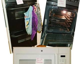 28" GE double wall oven and built-in white microwave oven