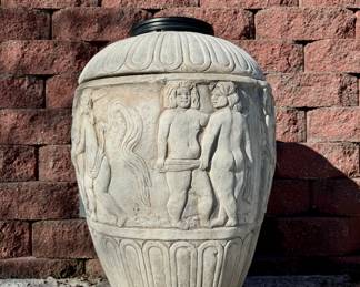 SOLD (each) - Large Urn planter with dancing cherubs singed (#8500) - 21x34 - 2 available