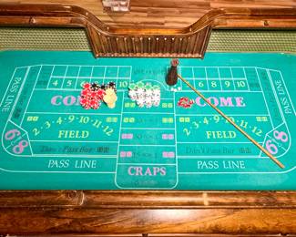 SOLD Vintage Wood Craps table 87x42.5x39