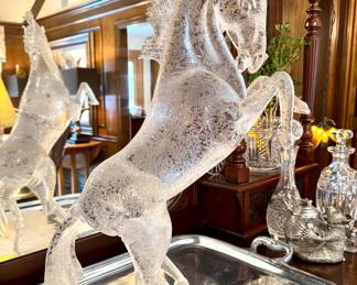 SOLD - Beyond wonderful signed Murano glass horse, signature appears to be Pino Signoretto - 7 x 18 x 22.5