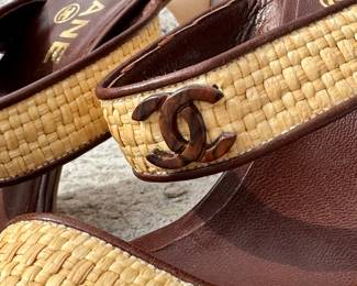 SOLD - Chanel raffia sandals - size 37.5 (as is)Need new heel caps