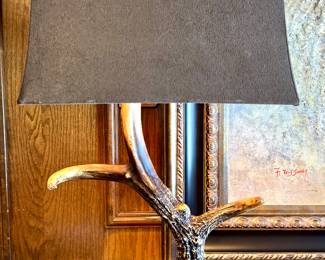 SOLD (each) - Stag horn lamp- 19x12x41 - 2 available