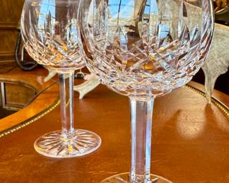 SOLD - Pair of Waterford Lismore balloon wine glasses