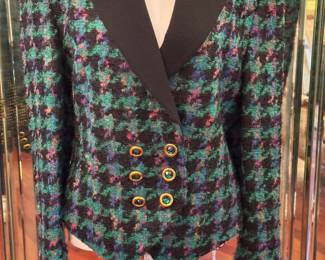 SOLD  Louis Feraud blazer and wrap (not shown - same pattern with black fur trim) - size 6