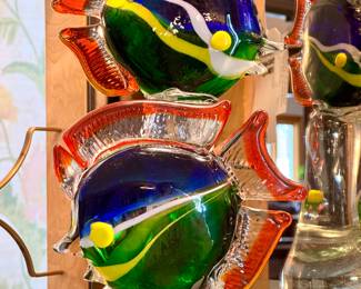 SOLD- Double pedestal art glass -4x5.5x11.5