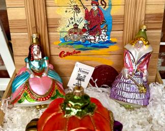 SOLD $50 and $80 per set (2 unique sets) - Nonna Cinderella ornament box sets