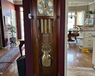 Vintage, celestial inlay, Sligh manufactured grandfather clock. 
