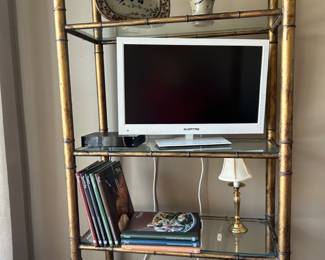 Television for sale, shelf for sale, and really cool vintage cookbooks from the 1980's (sold as a set) 