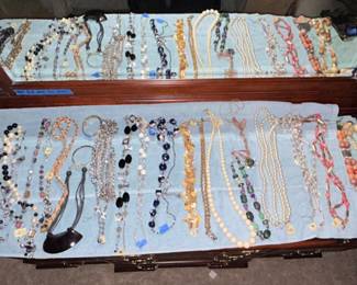Some of the beautiful jewelry pieces we'll be selling, lots more including earrings and bracelets! 