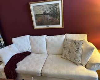 Couch and Claude Monet painting for sale. 