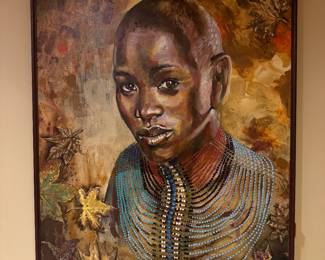 Framed Original Oil on Canvas Portrait of a Woman Signed Phillip Steyn (49"H x 37"W)