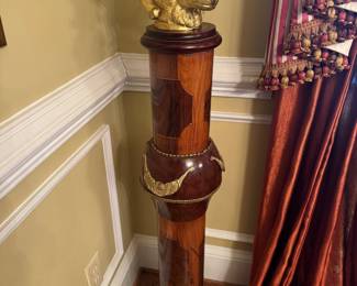 Mahogany with Gold Trim & Marble Topped Rams Head Pedestals (Pair)