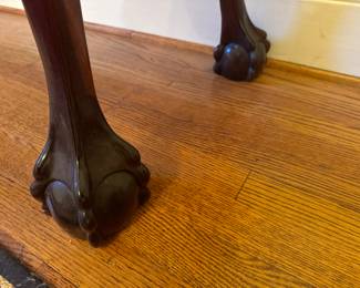 KARGES Georgian Mahogany Clawed Foot Rectangular Console Table (66"W x 20"D x 32"H)