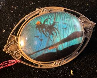 Vintage Hoffman Sterling Silver Art Deco Tropical Brooch 
