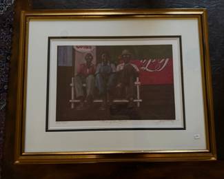 Framed Original Lithograph "Men of the Bench" Signed Brenda Joysmith / Edition 501/1000 (22"H x 28"W)