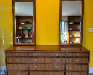 Avenues by Drexel Heritage 12 Drawer Dresser (19-1/2"D x 31-1/2"H x 74"W) & 2 Wall Mirrors (47"H x 24"W each)