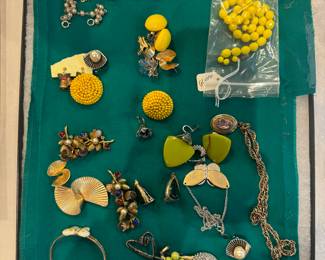 Largest Collection of Costume Jewelry / Pins, Yellow & Green