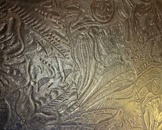 Large Square Mahogany Base with Leather Top Coffee Table (48"W x 48"D x 18"H)