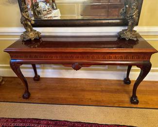 KARGES Georgian Mahogany Clawed Foot Rectangular Console Table (66"W x 20"D x 32"H)