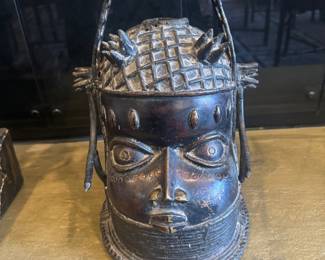 Bronze African - Benin Head Statue 