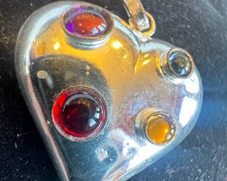 Sterling Silver & Gemstone Pendant Heart