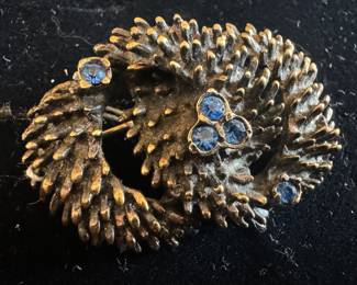 Sterling Silver with Sapphire Brooch 