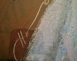 Framed Original Pastel on Paper Abstract Nude Signed Joseph Holston '92 (36-1/2"W x 45"H)