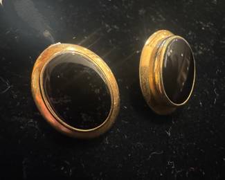 14K Gold Lorberfeld Black Onyx Earrings