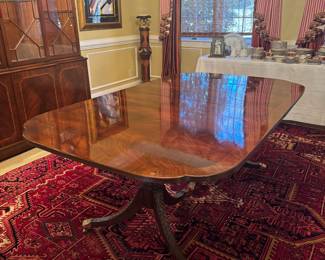 KARGES Albert & Edwin Collection Dual Pedestal Inlay Rectangular Dining Table (48"W x 28-1/2"H x 78"L with 3 Leaves 12"L each)