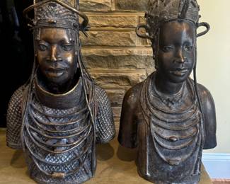 African 'Benin Bronze' King & Queen Sculptures
