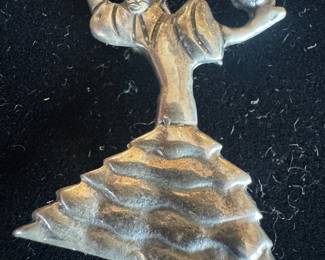 Sterling Silver Turquoise Flamenco Dancer Pin Brooch
